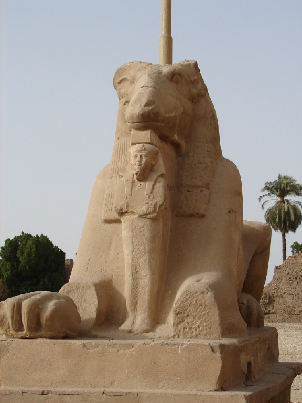 2008/03(March)/AroundTheWorld/Egypt/Karnak/1024x768_Ram's head Sphinx has Pharoh protected.jpg